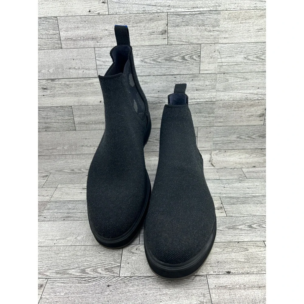 Rothys Chelsea Boot Black Shadow Camo Merino Wool‎ Washable Womens 10.5 Mens 9
